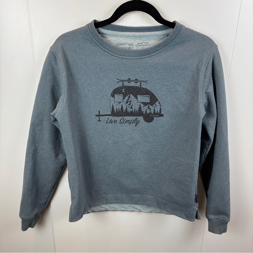 Patagonia Live Simply Camper Uprisal Crew Sweatshirt Women's XS Grey Blue Cotton